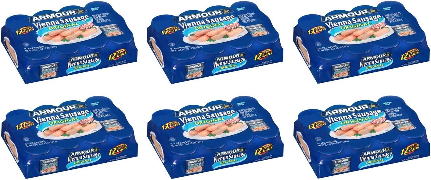 Armour Original Vienna Sausage, 4.6 oz, 12 count (Pack of 6)
