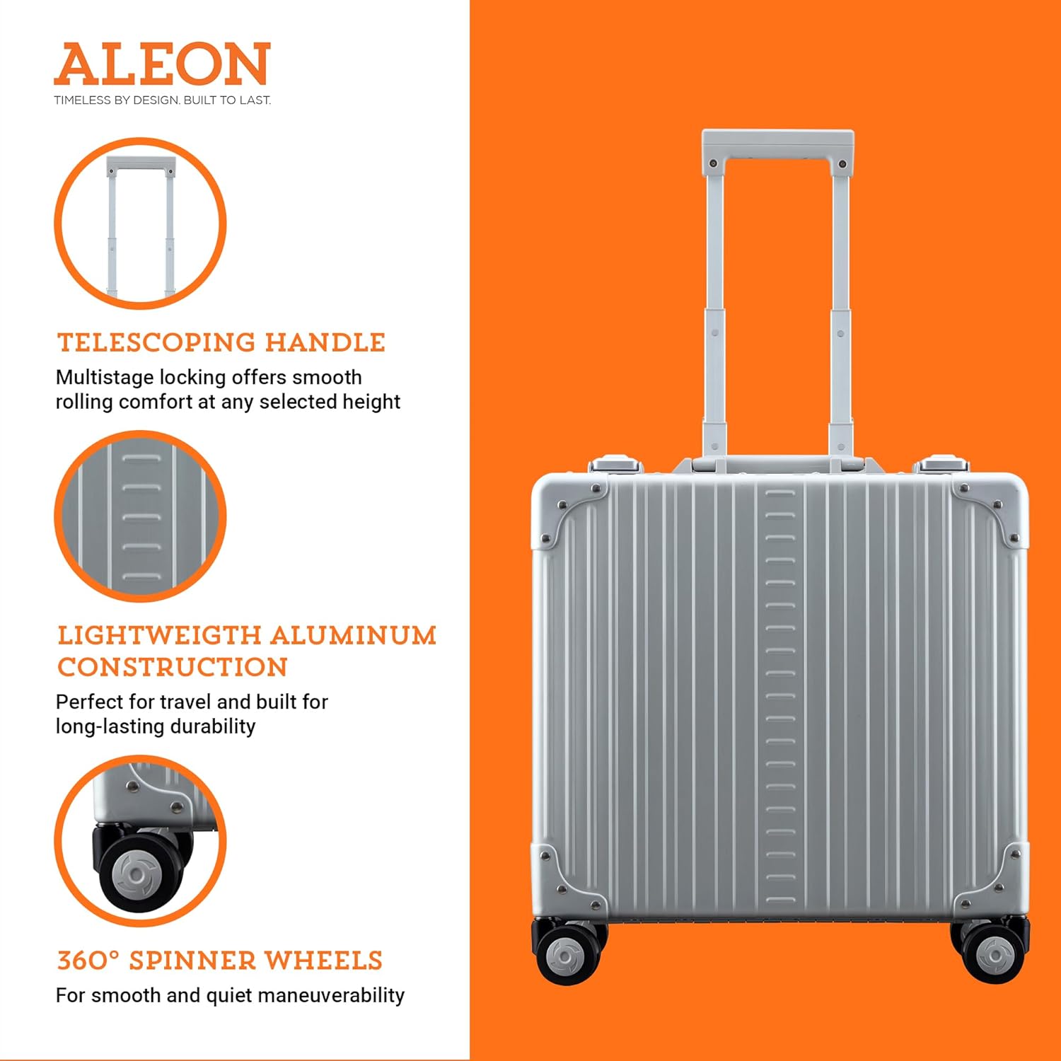 All Aluminum Lightweight 17" Deluxe Rolling Laptop Catalog Case for Men and Women | Vertical Opening Carry-On Bag with TSA Locks and Aircraft-Grade Aluminum Frame - Optimal Travel Companion (Platinum)