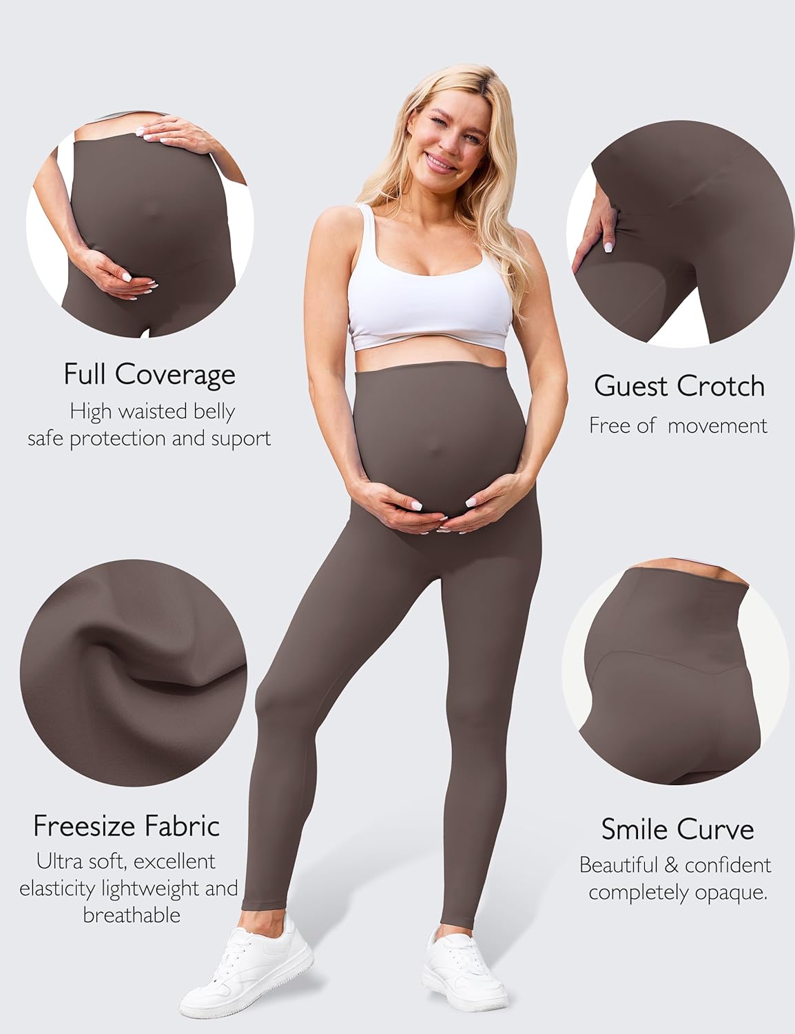 Women's Maternity Leggings Over The Belly - Ultra Stretchy Soft Bump Support Workout Activewear Yoga Pregnancy Pants - Image 2