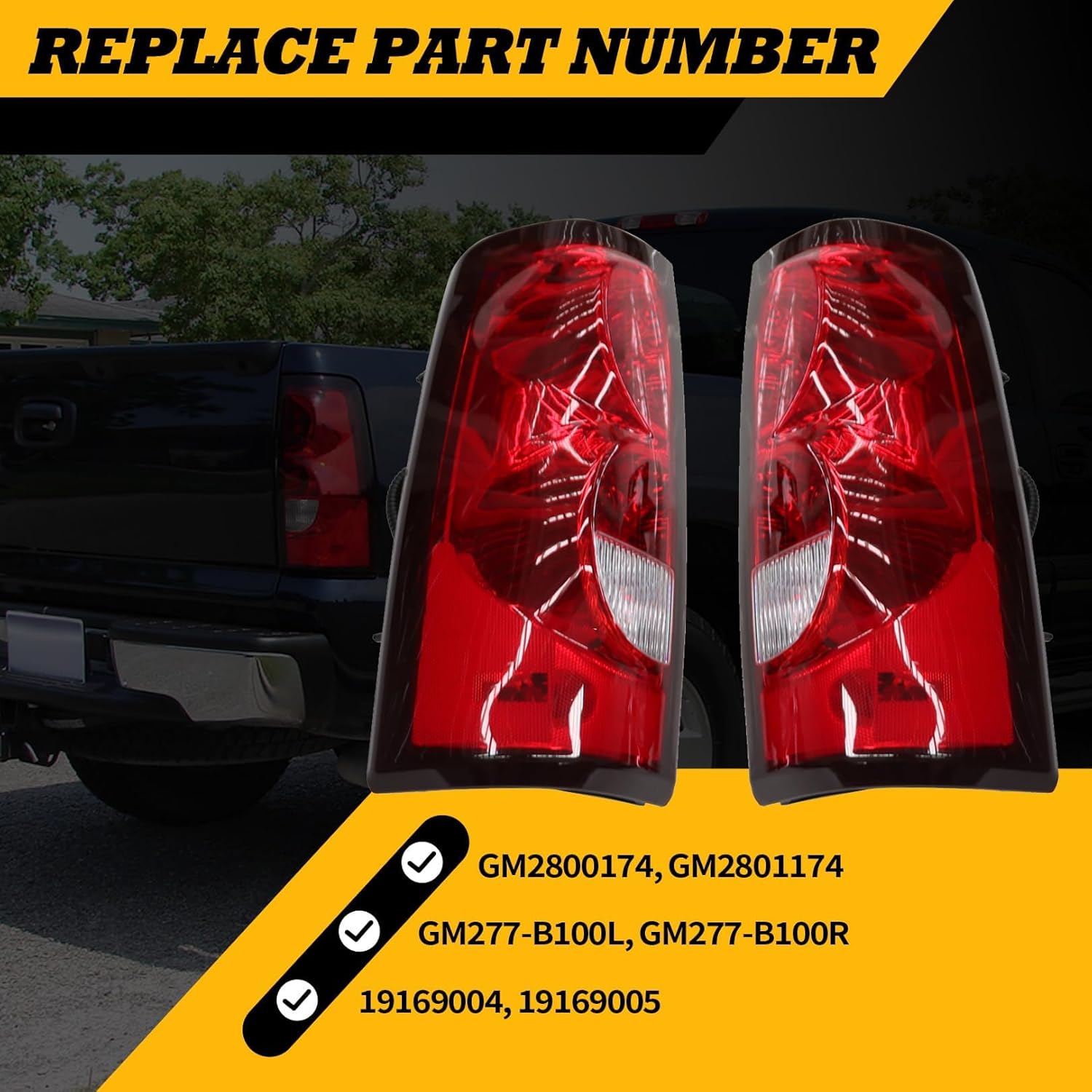Tail Lights Assembly W/Bulbs Brake Lamps GM2800174 GM2801174 Compatible with 2003-2006 Silverado 1500 2500 3500 HD Driver and Passenger Side