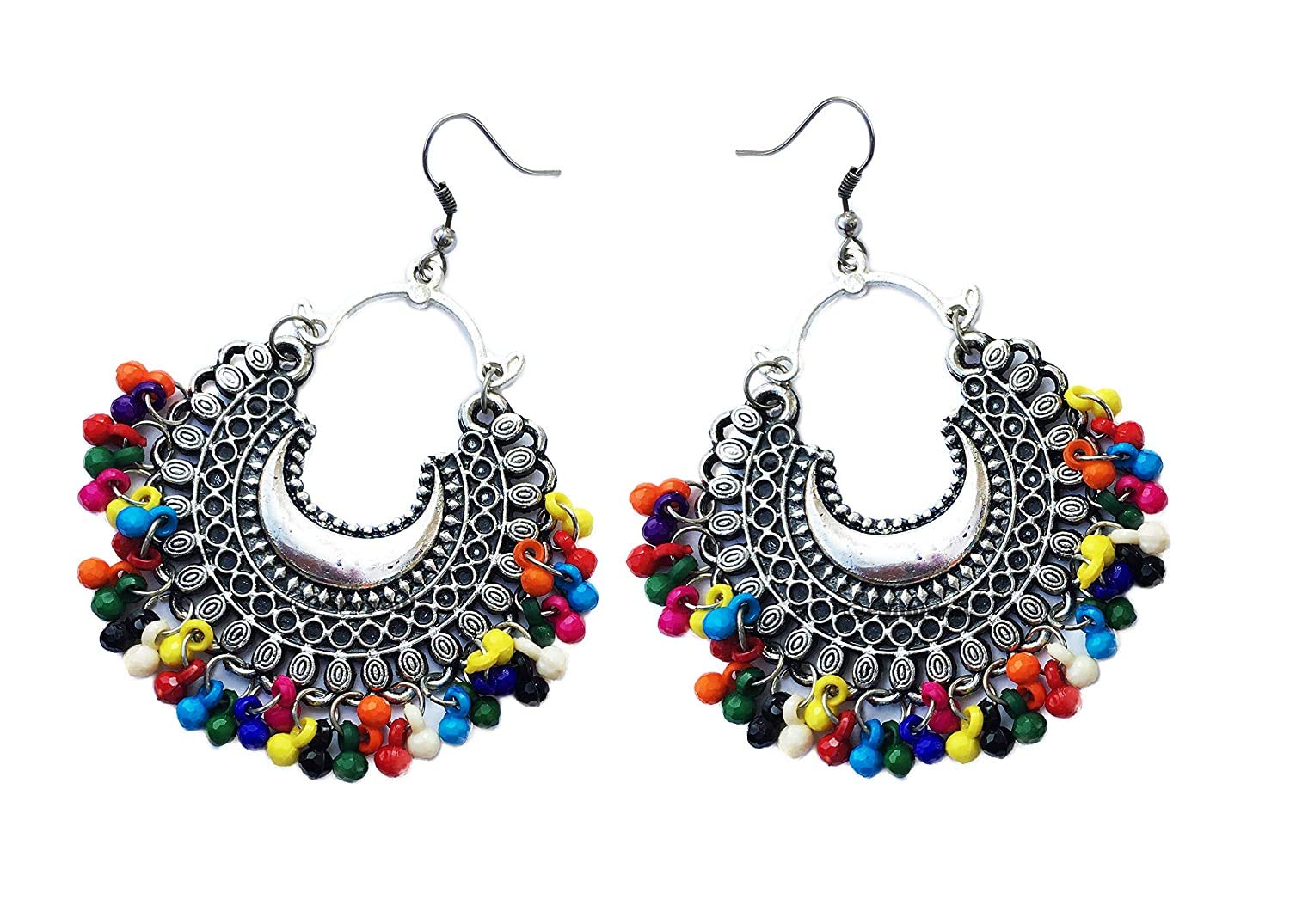 Elegant Design Oxidized Stylish Chandbali Earring With Multi Colour Beads for Girls & Women (B08MFLQDV9) Amazon Price History, Amazon Price Tracker