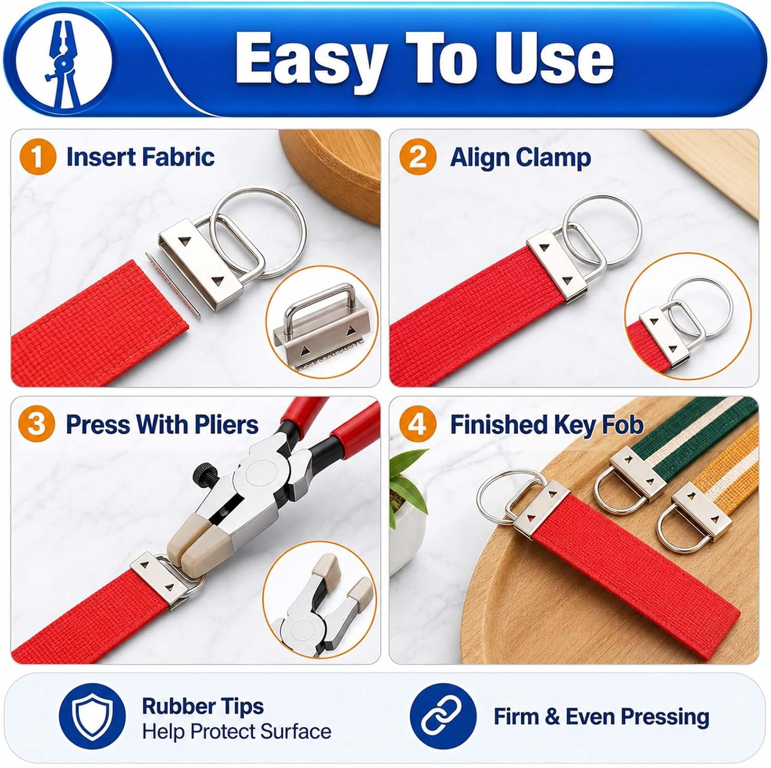 Key Fob Hardware Set with Pliers, 60PCS 1 Inch Keychain Hardware