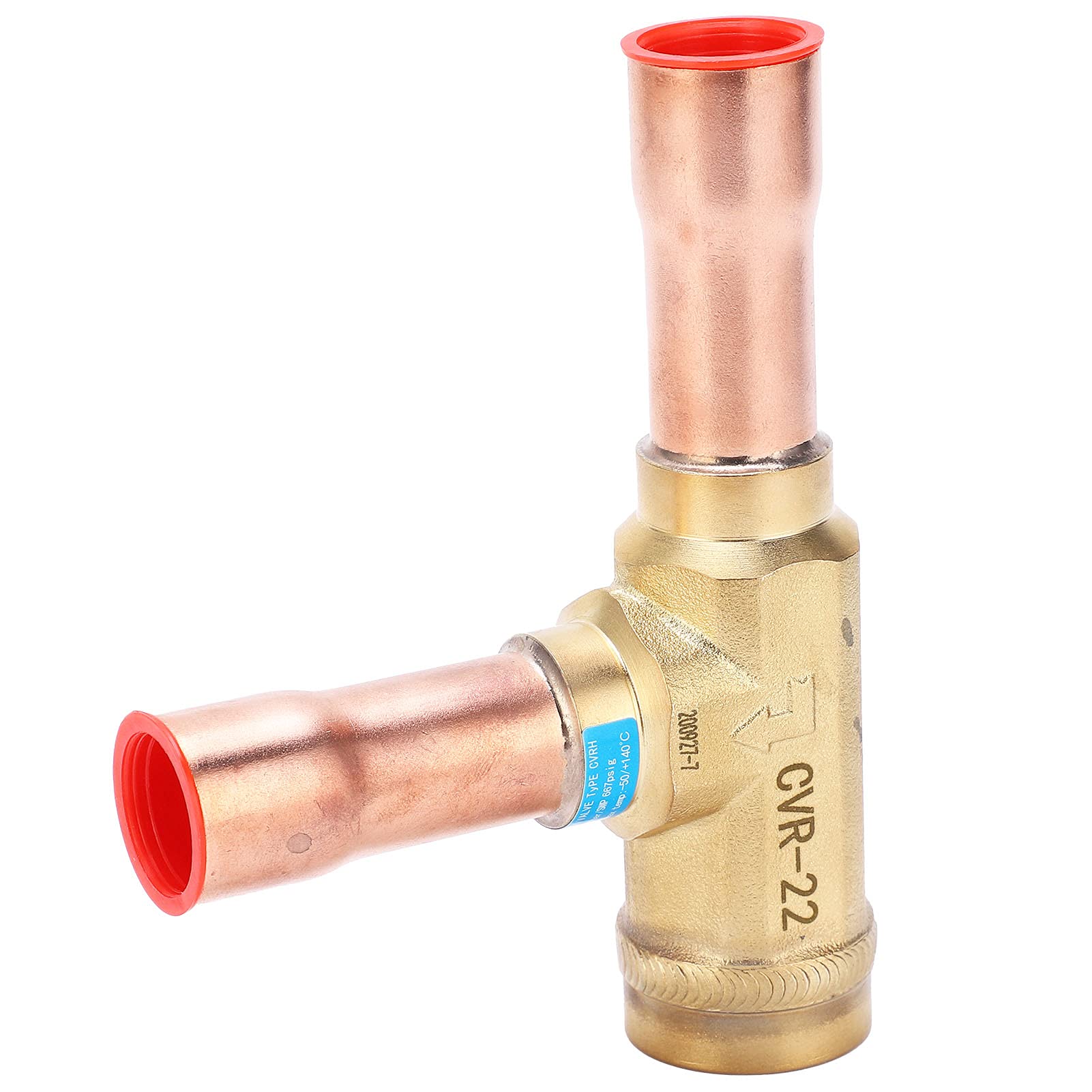 Aramox Válvula de Retención de Latón CVR22 Válvula de Retención de ángulo Recto Conexión de Soldadura de 22 Mm Tipo de Resorte 1 Vía Inversa para Sistemas Neumáticos Hidráulicos de Acondicionamiento
