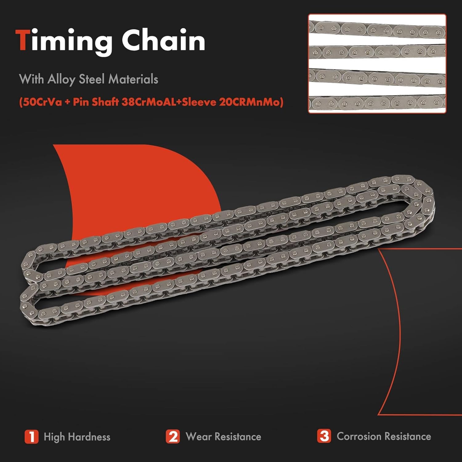 A-Premium Engine Timing Chain Kit W/Guide & Tensioner - DOHC, L4 2.4 2.2 2.0L - Compatible with Chevy, GMC, Pontiac, Buick, Olds, Saturn, & Saab Vehicles - 00-16 - Equinox, Regal, Sunfire & More