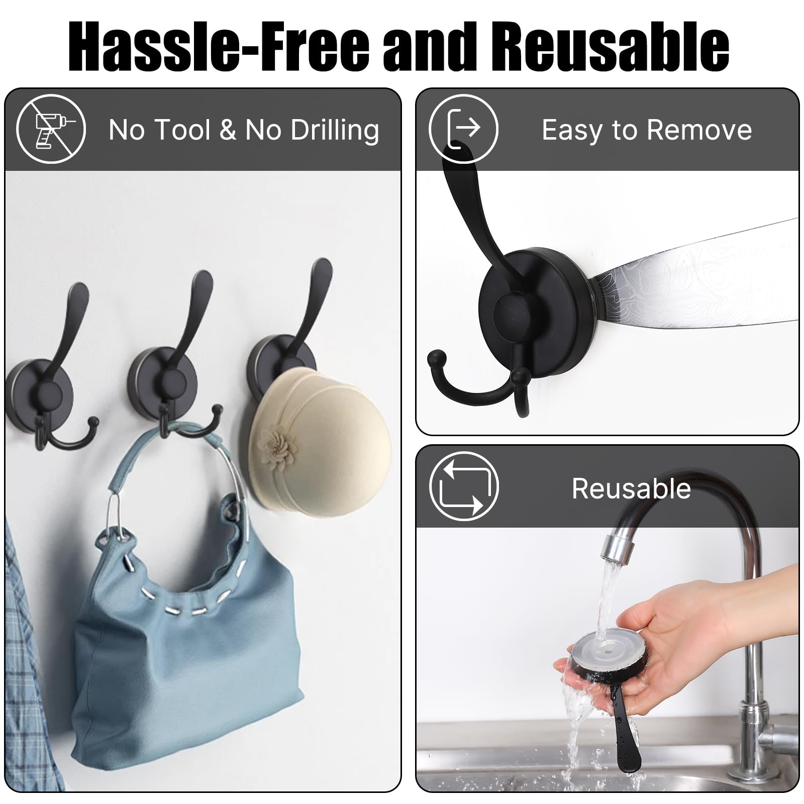 Ganchos con ventosa para ducha, paquete de 4 ganchos para toallas para baño, soporte extraíble de acero inoxidable, ganchos para batas, ganchos para puerta, vidrio, azulejos, espejos, impermeables y