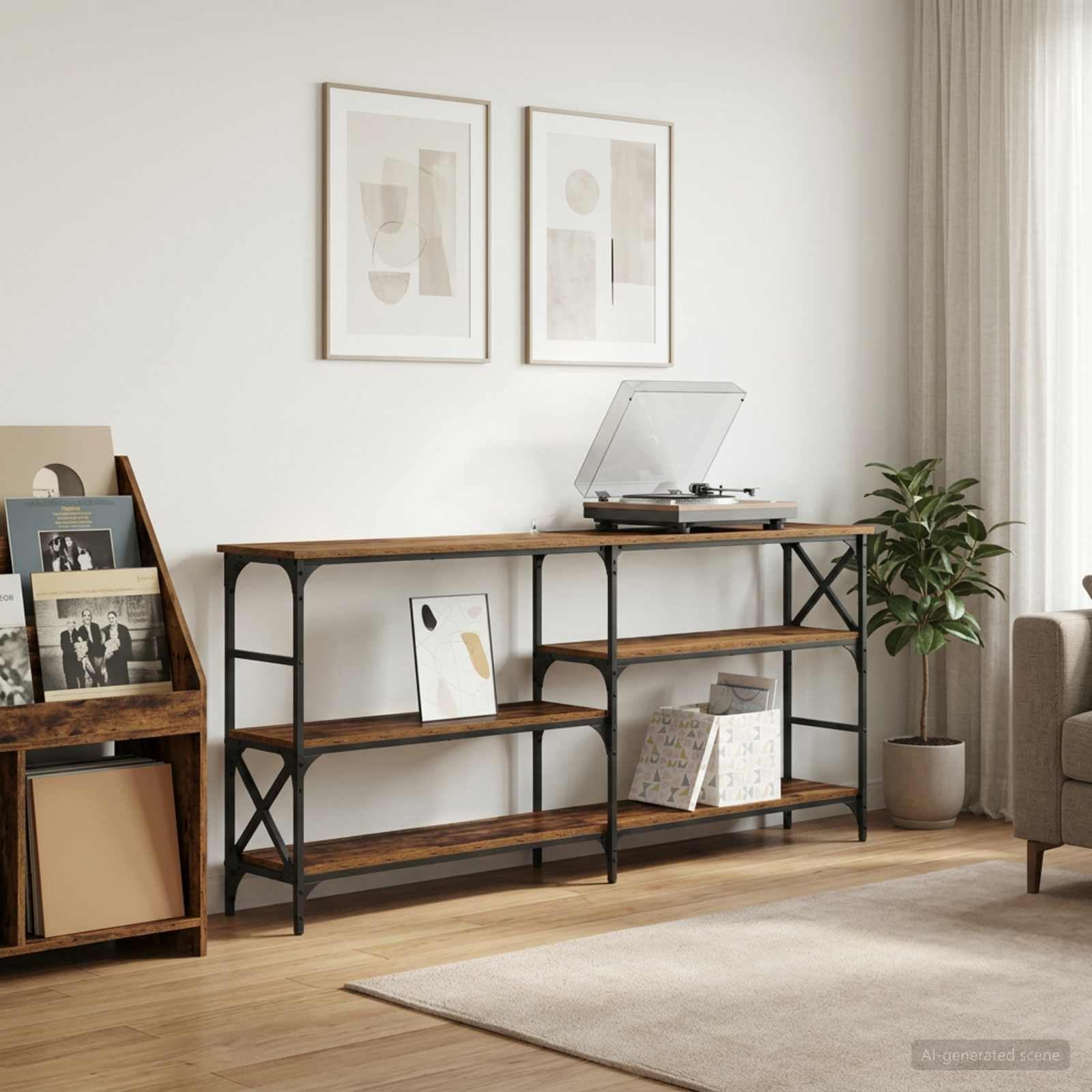 Table console en bois vieilli 180 x 29 x 76,5 cm Métal PB