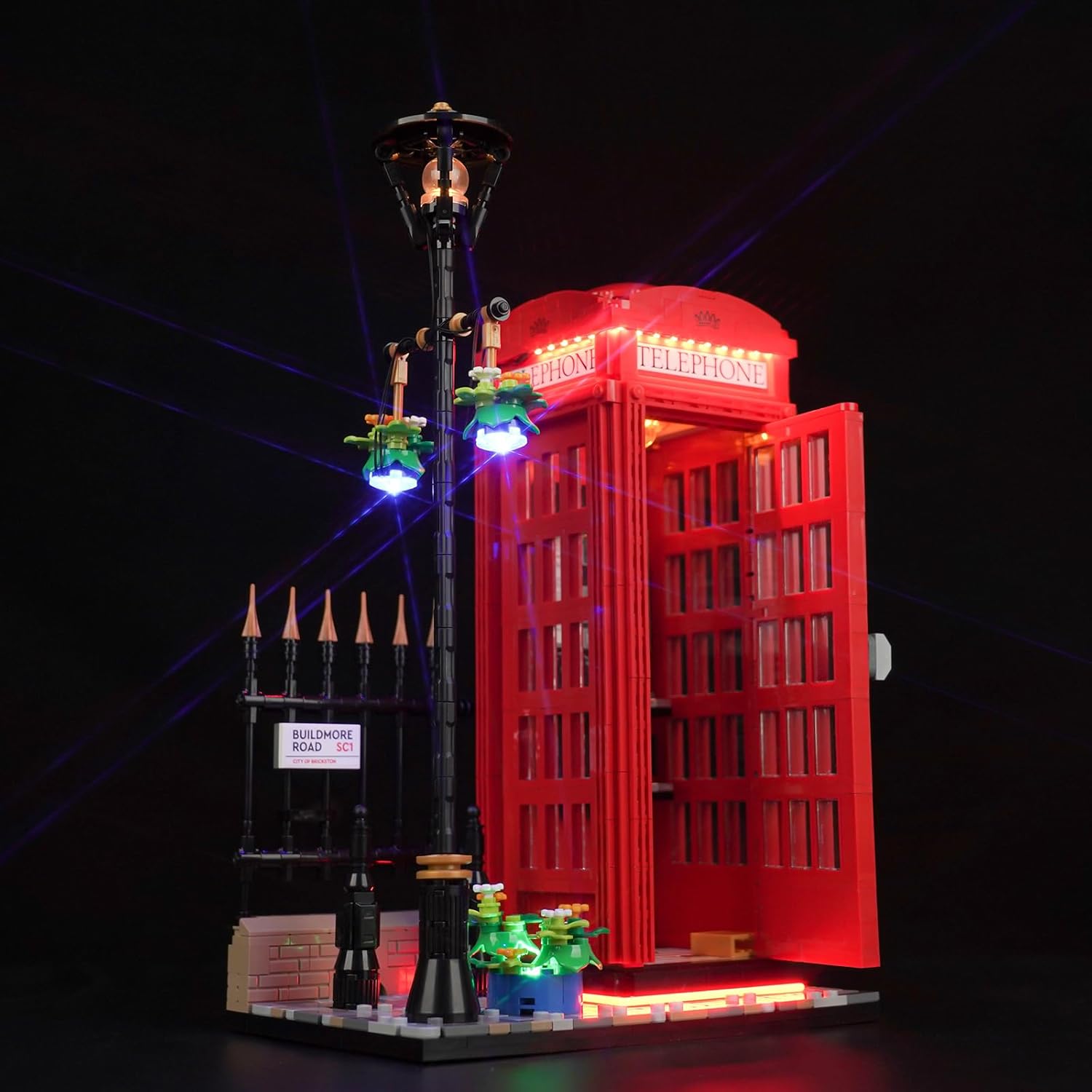 VONADO LED Light Kit Compatible with Lego Red London Telephone Box 21347 Creative Lighting Set Accessories Compatible with Lego London 21347 Building Set (Lights Only, No Models)