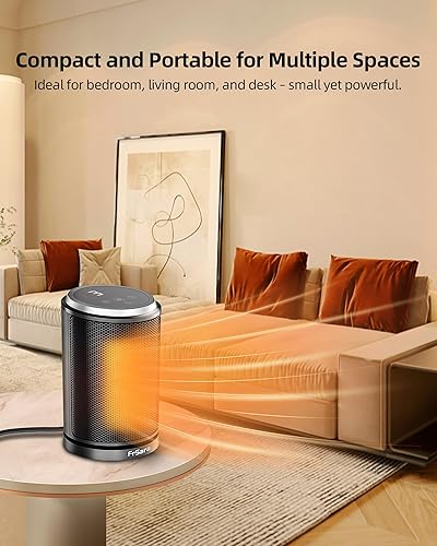 Miniatura 2 de FrSara Calentador de espacio, pequeños calentadores portátiles para uso en interiores, calentador eléctrico de cerámica PTC de 1500 W para