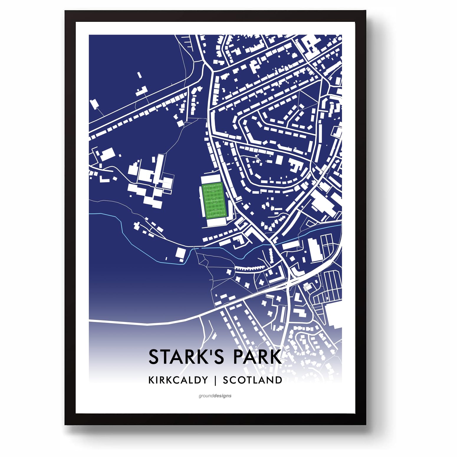 GroundDesigns RAITH ROVERS FC Football Gift STARK'S PARK Stadium Art Map Unframed A3 Print RRFC
