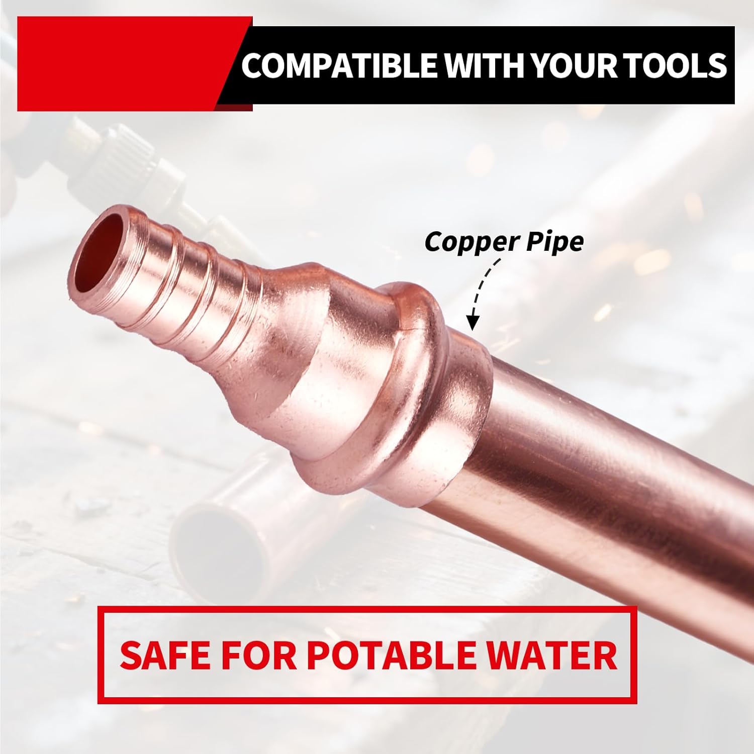 Copper Press Fittings Crimp Coupling Adapter, 10-Pcs 1/2 Press x 1/2 PEX inch Heavy Duty Pro Press Fittings for Copper and Pex Pipe Pex-B x Press Coupling, NSF 61 & 372, cUPC Certified
