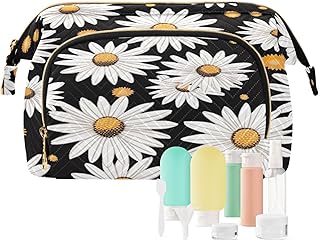 Kigai Daisy Black Makeup Bag Cosmetic Bag for...