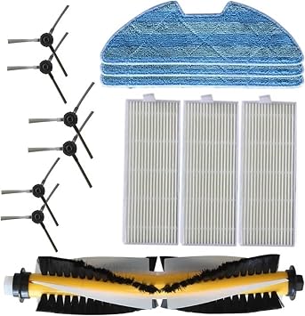 Vacuum Main Roller, Side Brush, Hepa Filter ,Mop Cloth Compatible for Rovus Robot Vacuum Cleaner Parts Color Set A