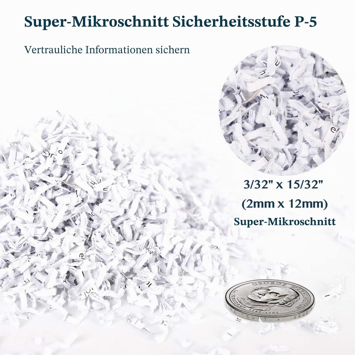 WOLVERINE SD9101 Aktenvernichter, P5 Super-Mikroschnitt, 8 Blatt, ultraleise, Schwarz