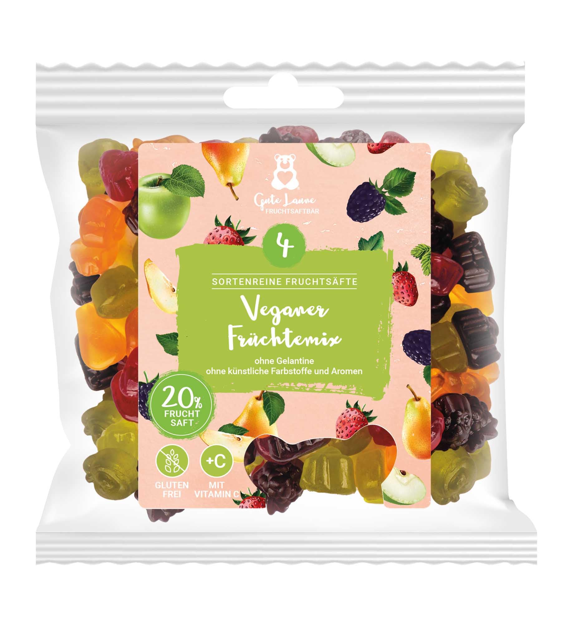 Veganer Früchtemix Großverpackung 3,45kg (23 x 150g) - Premium Gummibärchen mit 20% Fruchtsaft - veganer Snack für Büro, Konferenzraum, Empfang, Firmen & Mitarbeiter