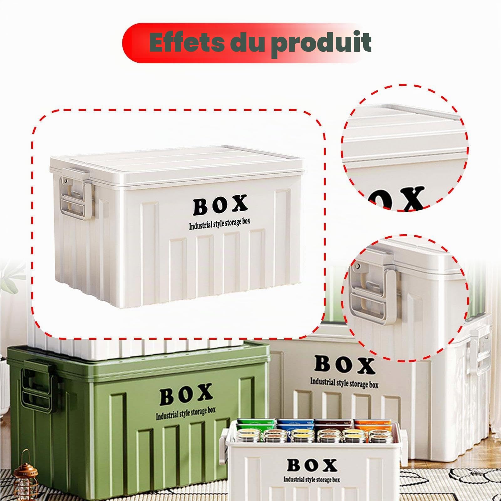 LOVIVER Grande Boîte de Rangement avec Couvercle, Caisse de Stockage Empilable, Bac Plastique avec Poignées, Container de Stockage Multifonction pour Vêtements, Jouets et Extérieur