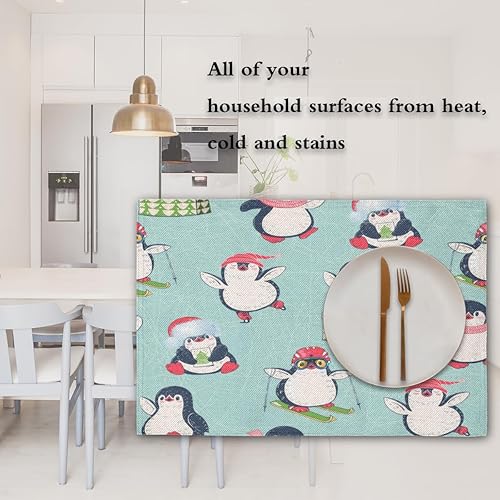 Miniatura 7 de Penguin Pattern Decor Placemats Set of 4 Table Mats Washable Placemat Waterproof Place Mats for Party Home Dining Table Decor 18x12 in