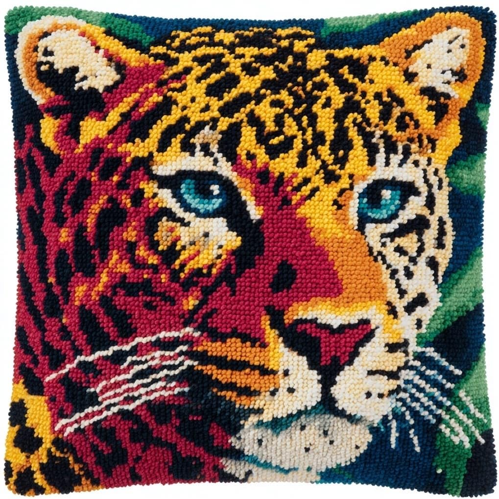 Axiangzik Leopard Animals Diy Latch Hook Kits 43X43cm,