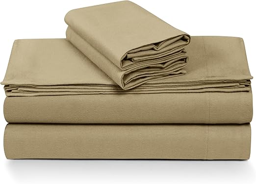 Tribeca Living 100% Cotton German Flannel Sheet Set - 200 GSM, Deep Pocket, Ultra Soft & Cozy, California King, Macchiato