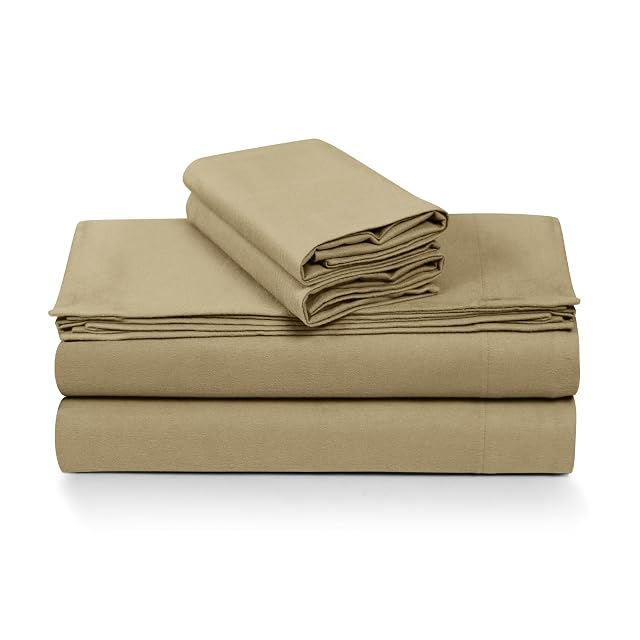 Tribeca Living 100 Cotton Flannel Sheet Set - 4 Piece Deep Pocket Flannel Sheets for King Size Beds
