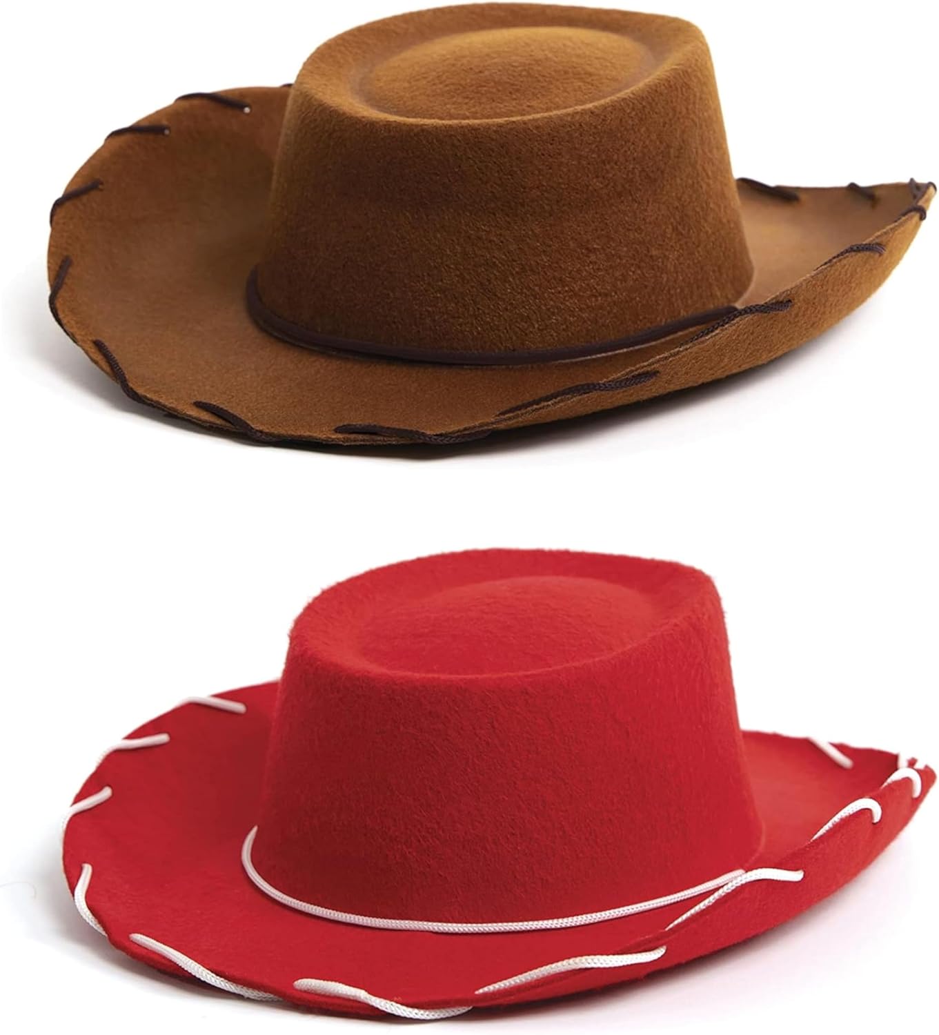 Little Adventures Brown Cowboy and Red Cowgirl Child Costume Hat Bundled Set