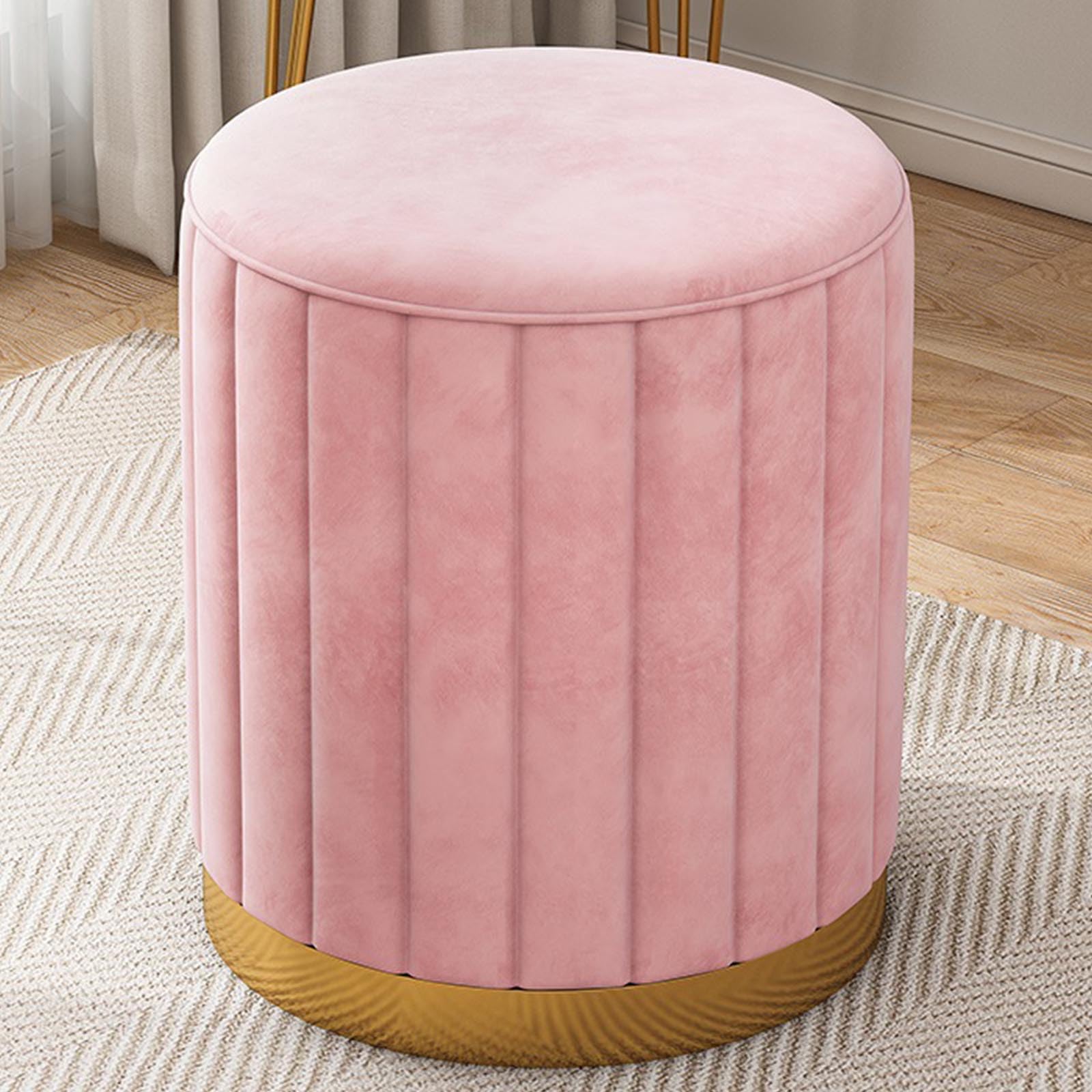Pouf de rangement rond repose-pieds velours salon et chambre