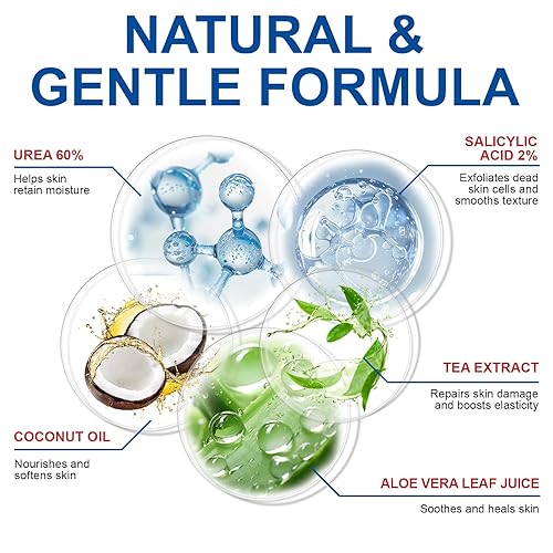 Miniatura 3 de Crema de urea en barra 60% más 2% ácido salicílico para pies, máxima fuerza, loción para pies para piel áspera, gruesa, seca y agrietada, con aceite