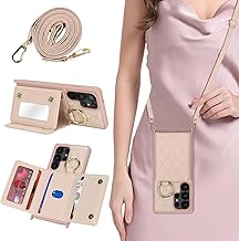 Compatible Galaxy S25 Ultra Case Shoulder Galaxy S25 Ultra Case Card Storage Mirror Shoulder Crossbody Smartphone Shoulder Strap for Galaxy S25 Ultra/SC-52F/SCG32 Strap Shockproof Adjustable