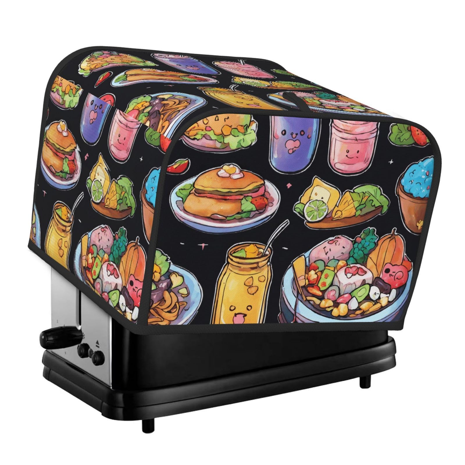 Healthy Food Print 4-Slice Toaster Cover Dustproof Waterproof Kitchen Appliance Protector For Bread
