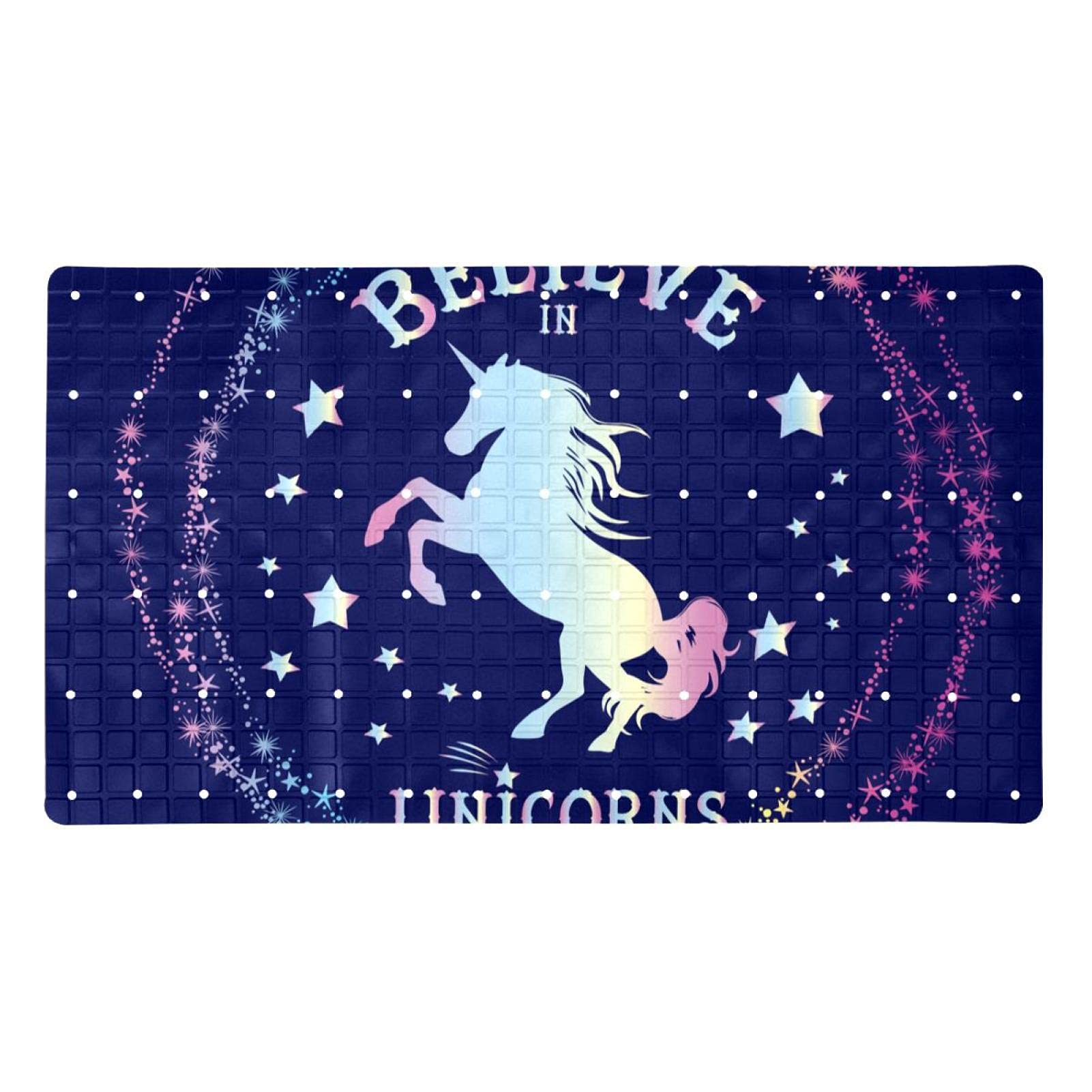 Tapis antidérapant baignoire enfant motif licorne et étoiles de douche
