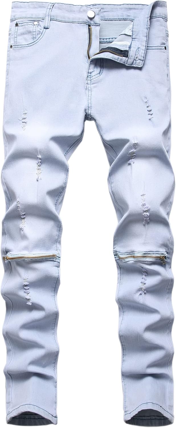 Amazon.com: Boy's Skinny Fit Ripped Destroyed Distressed Stretch