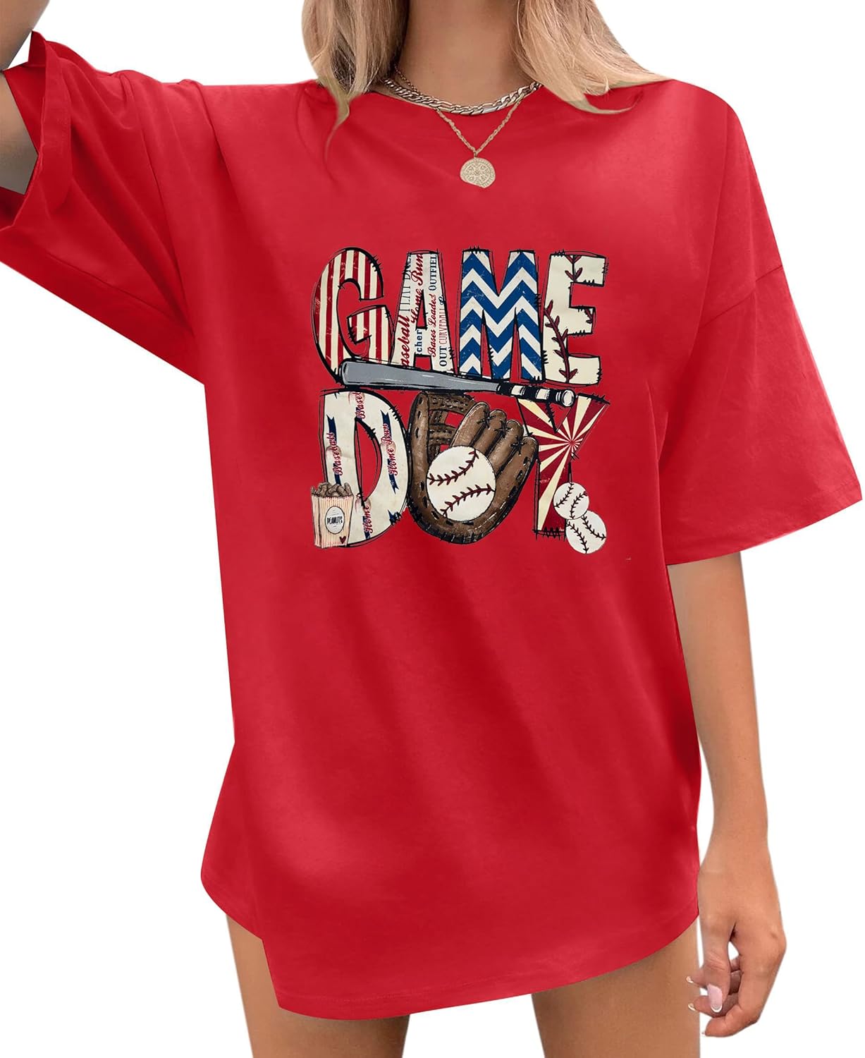 Baseball Shirt Women Oversized Baseball Game Day Tops Baseball Mom Letter Printed Tees
