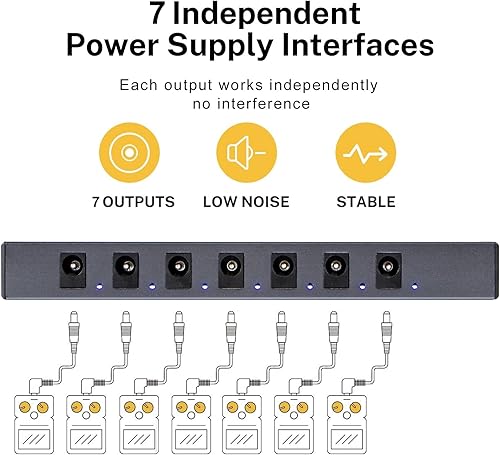 Miniatura 2 de lotmusic Fuente de alimentación de pedal de guitarra portátil 7 salidas de CC aisladas, batería recargable integrada de 3.7 V10000 mAh para pedales
