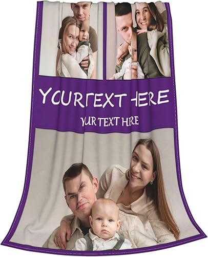 Miniatura 2 de Mantas personalizadas con texto de fotos, mantas personalizadas con fotos, manta personalizada con 3 fotos con mis propias fotos.