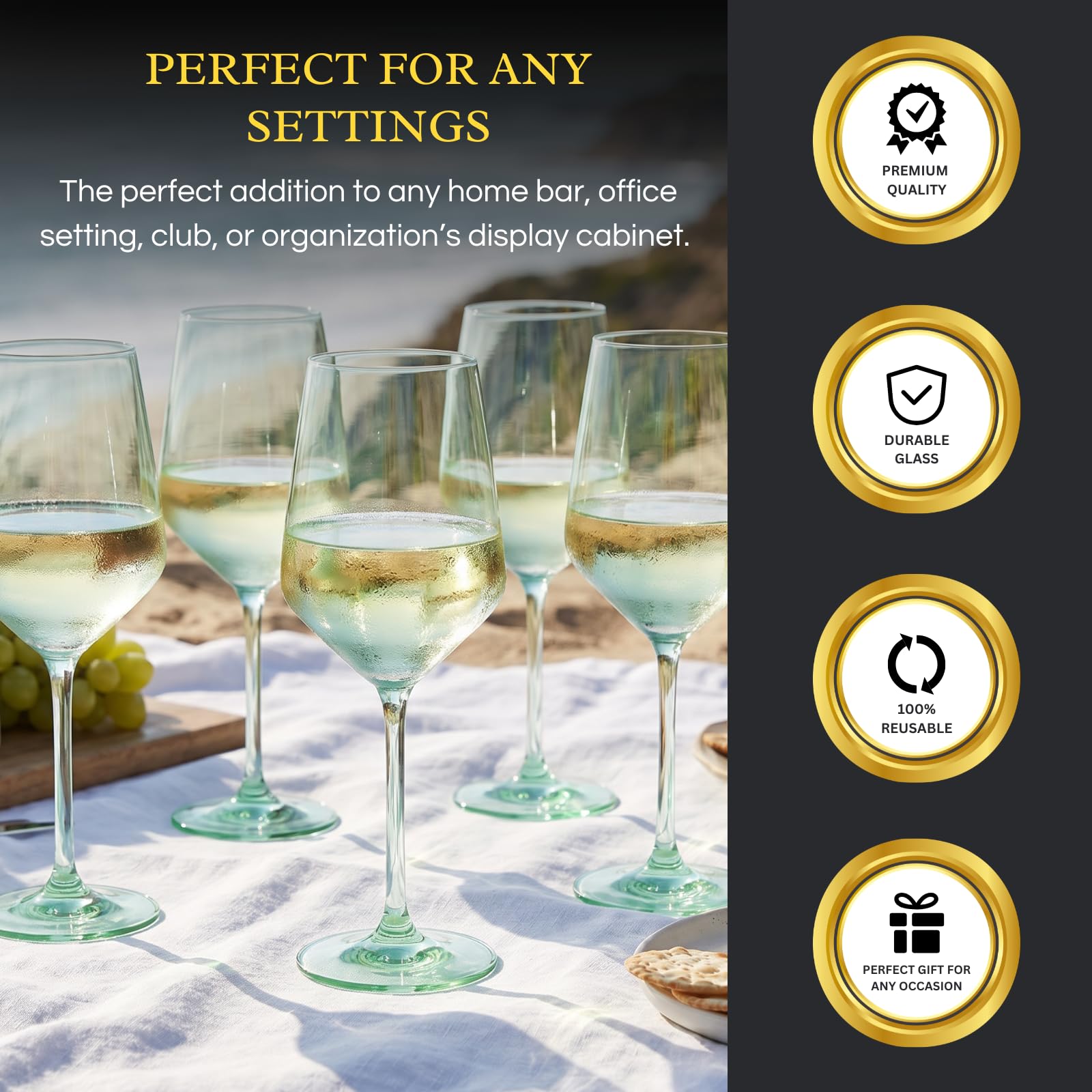 The Wine Savant Lot de 6 verres à vin de couleur verte, 355 ml, vert menthe, cadeau, fête prénatale, décoration unique de style italien à haute tige pour vin blanc et rouge