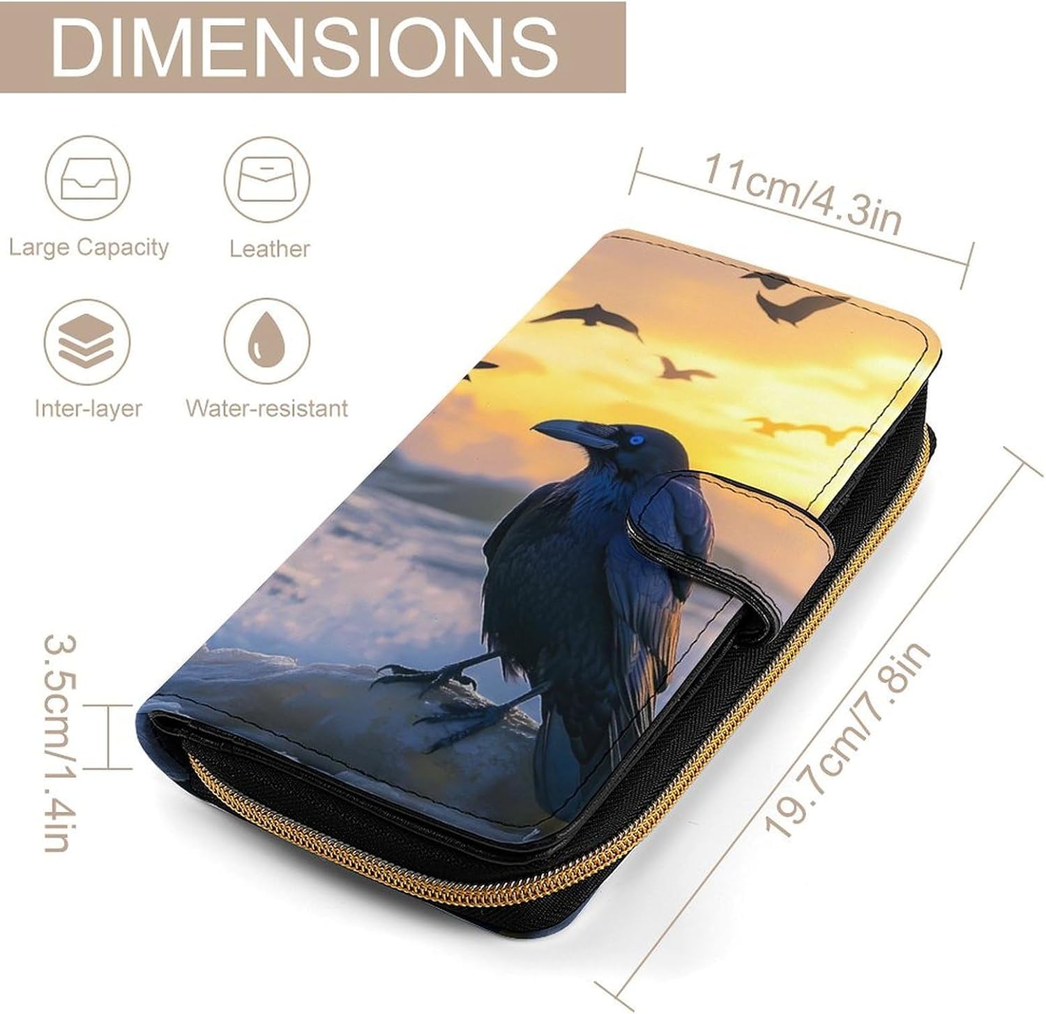Rave Beach Sunset Funny Long Slim Bifold Wallet Card Holder Purse with Buckle for Men Women