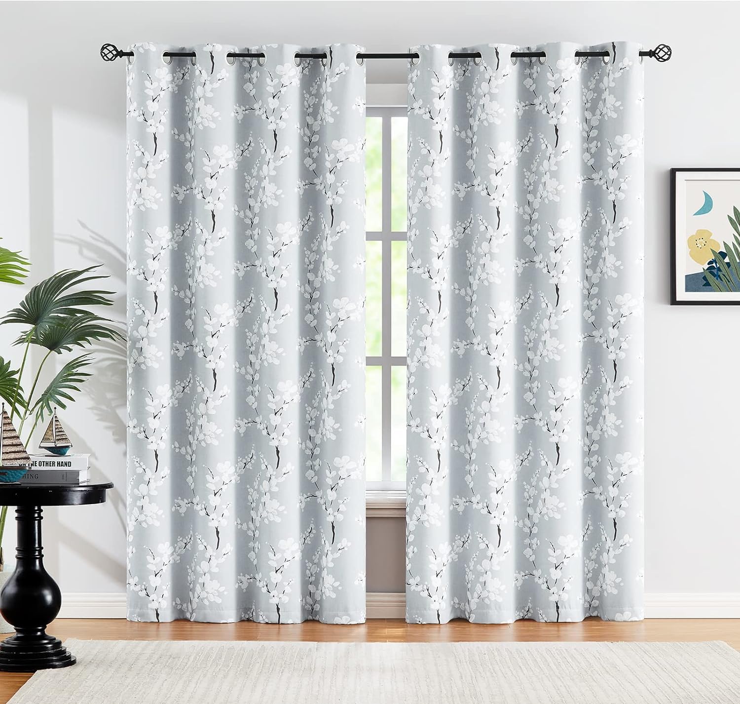 BFAM Floral Print 100% Blackout Curtain with Black Linning at Back, Floral Print Curtains for Living Room/Bedroom Thermal Insulated Energey Saving Blossom Curtain, Sold as 1 Curtain (B0CZ76NB2N) Amazon Price History, Amazon Price Tracker