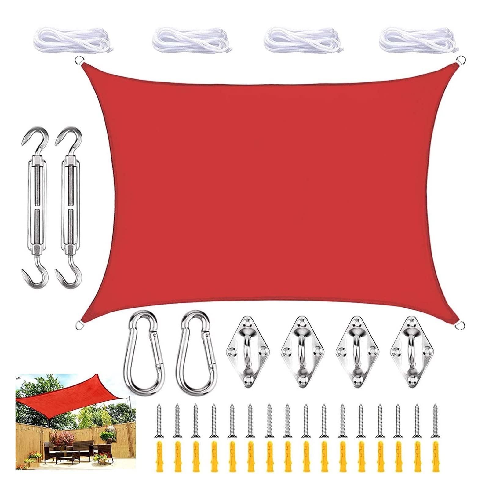 Toile parasol anti-UV rouge 4x6m pour ombrager et protéger votre terrasse
