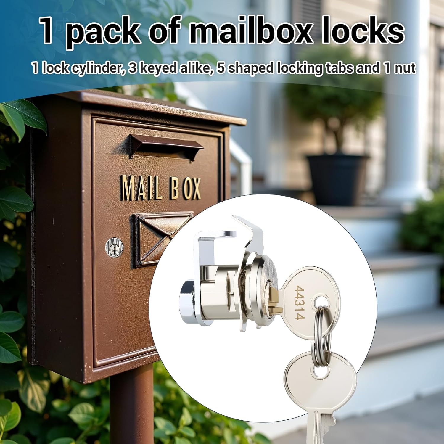 HOME MASTER HARDWARE Universal Mailbox Locks with 2 Keys for Almost All Locking Mail Boxes Comes with 5 Different Lock Plates,Nickel Finish