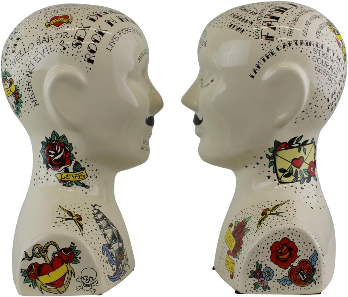 Sifcon International PLCPair of Porcelain Phernology Heard Art Bookends 24cm Book Support