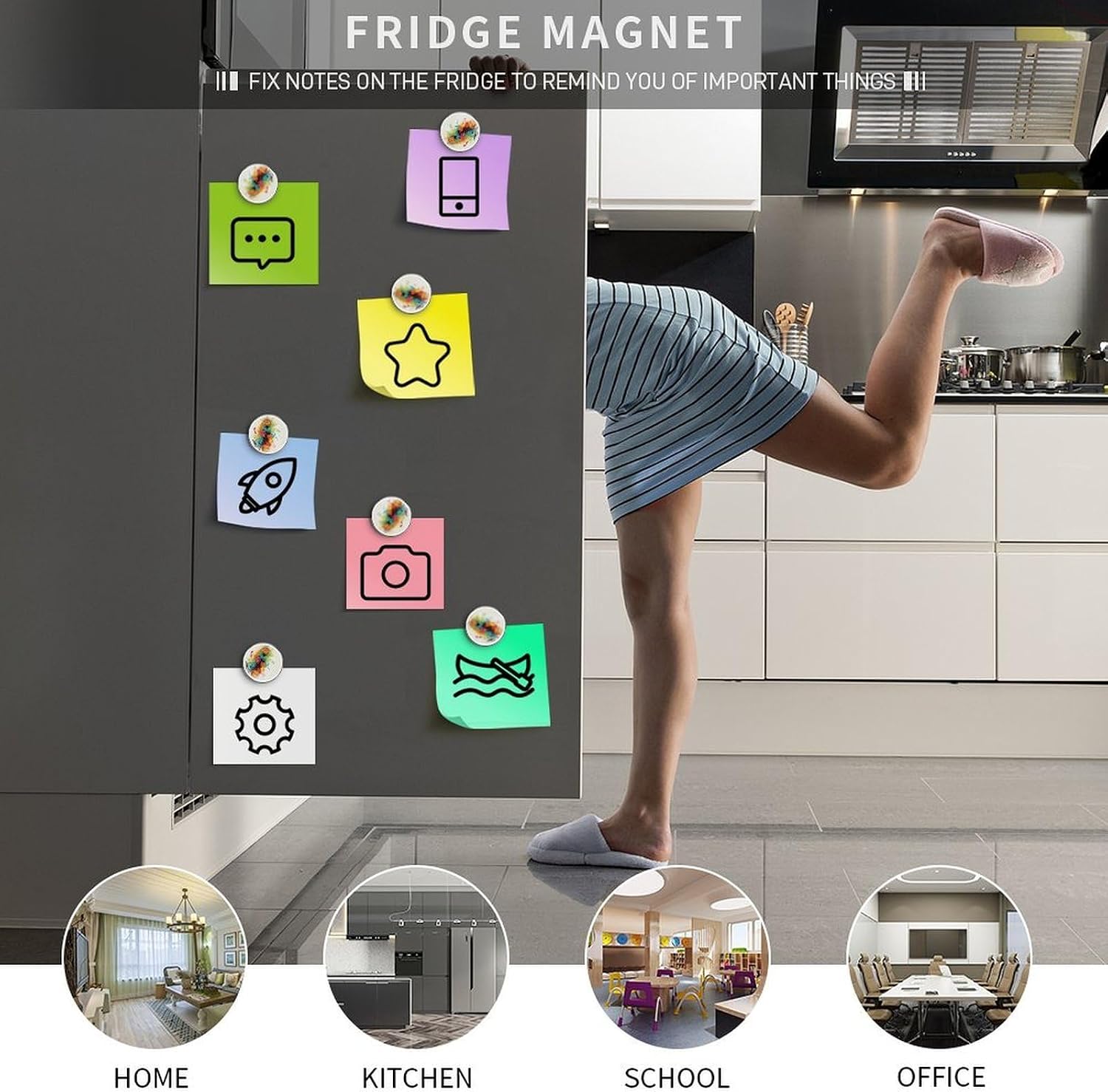Abstract Music Themed Fridge Magnet Sticker, Round Magnets for Kitchen, Alloy Refrigerator Magnetic Freezer Sticker Decor Accessories, Home, Cabinet, and Photos, DIY, Art Projects image 4