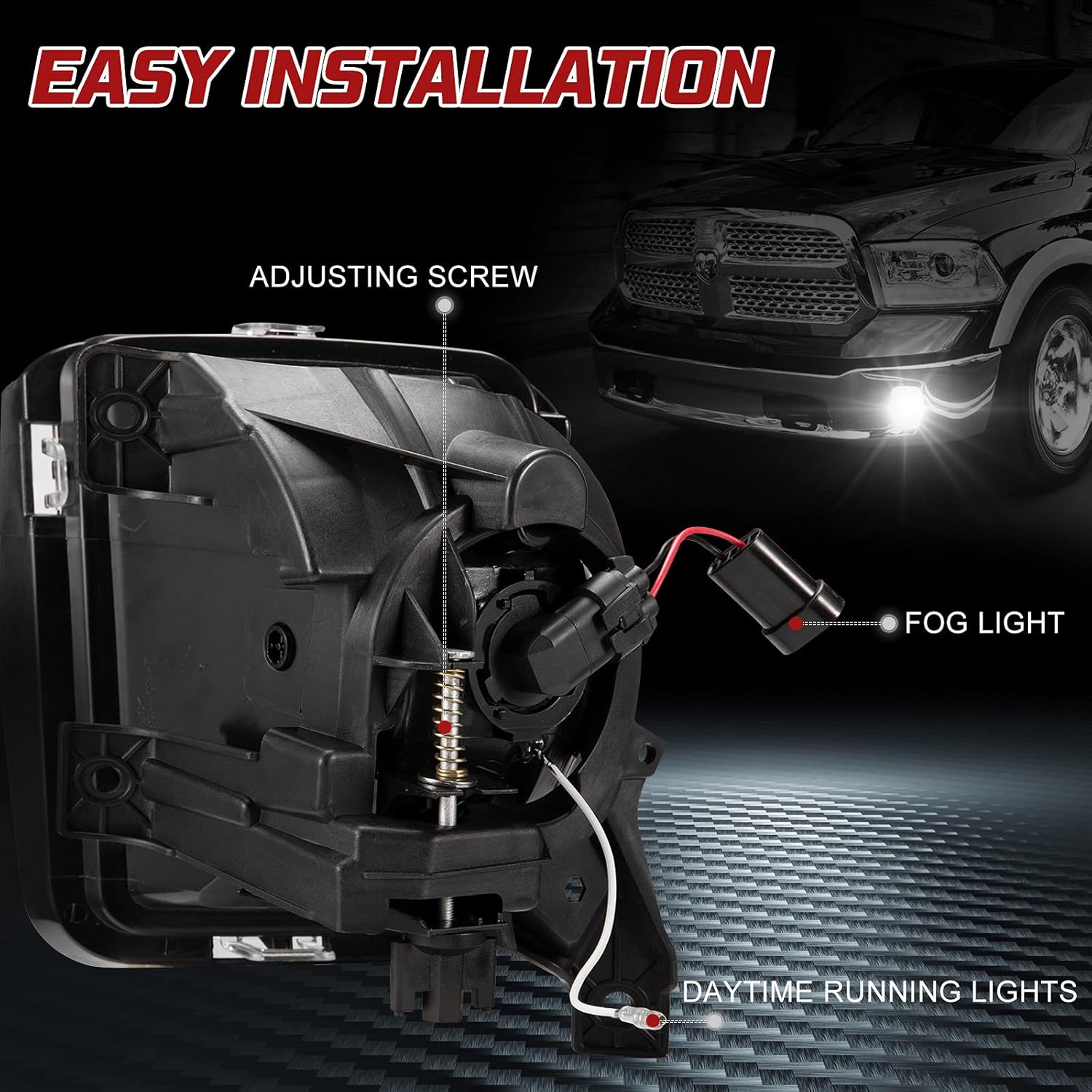 Buу 1 gеt 1 BUNKER INDUST Dodge Ram LED Fog Lights with Daytime Running Lights Set,1 Pair Clear Lens Spot Flood Driving Fog Lamps L-type DRL Replacement for 2013 2014 2015 2016 2017 2018 Dodge Ram 1500