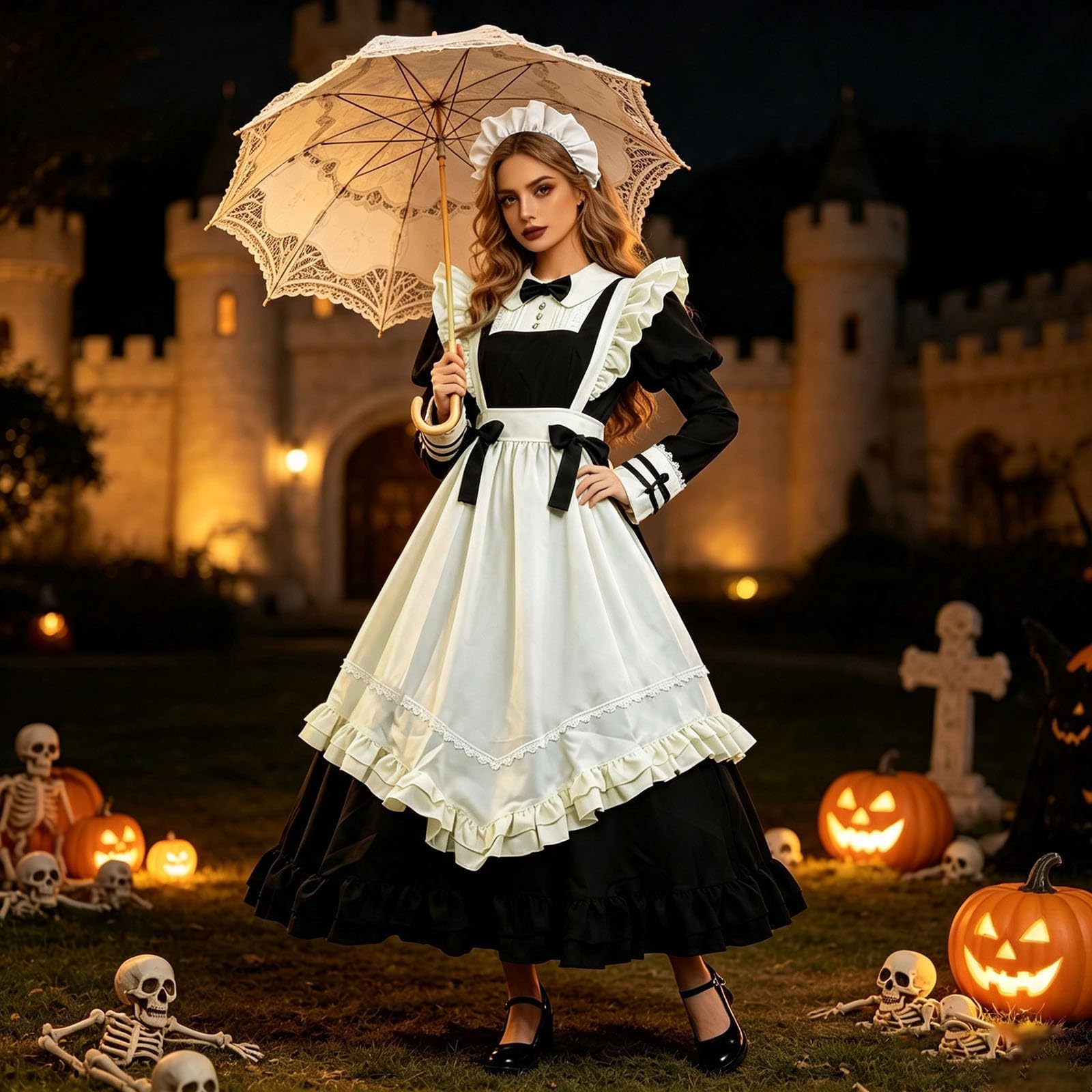 Générique Robe de Soubrette Sexy pour Femme Deguisement Bonne Soeur
