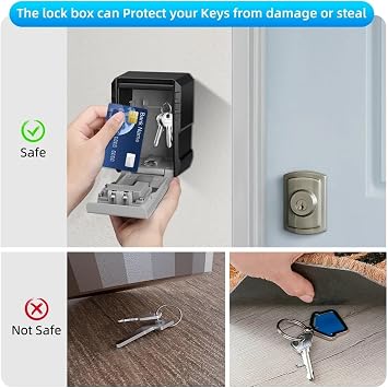 EDEDE Security Lock Box Metal Password Key Box Wall Mounted 4 Digits Password Lock Storage Box Waterproof Anti Theft Large Capacity Safe Keybox for Home,Office,Hotel,Travel(1Pc Medium)