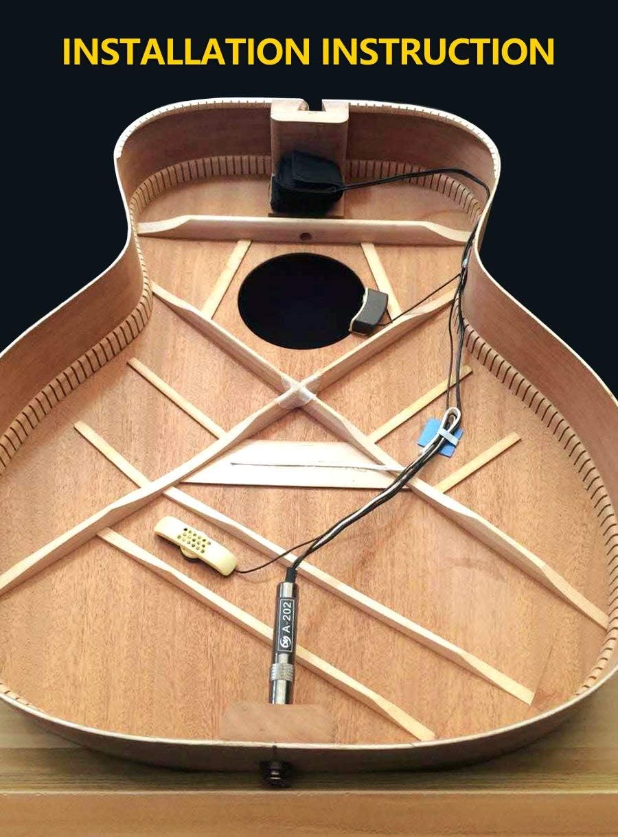 ASCENDAS Folk Acoustic Guitar PICKUP, A-202 Guitar Equalizer Piezo Pickup Amplifier Tuner with 6.35mm output jack (with microphone) : Musical Instruments