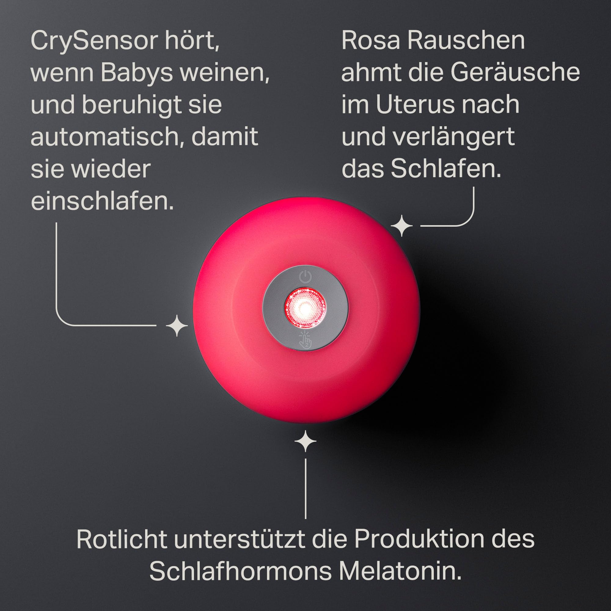 Tommee Tippee Dreammaker Einschlafhilfe für Babys, Wissenschaftlich erwiesen, dass es Babys hilft, besser zu schlafen, rosa Rauschen, rotes Nachtlicht, intelligenter Cry Sensor