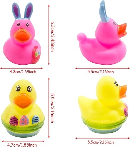 Miniatura 3 de 36 patos de goma de Pascua, accesorios para baby shower, mini patitos de conejo de 2.16 pulgadas, juguetes de baño para niños y niñas, divertidos