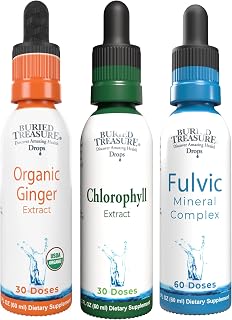 Buried Treasure – Ginger, Chlorophyll & Fulvic Minerals, Digestive, Nutrient Absorption, & Natural Detox Supplements Bundle
