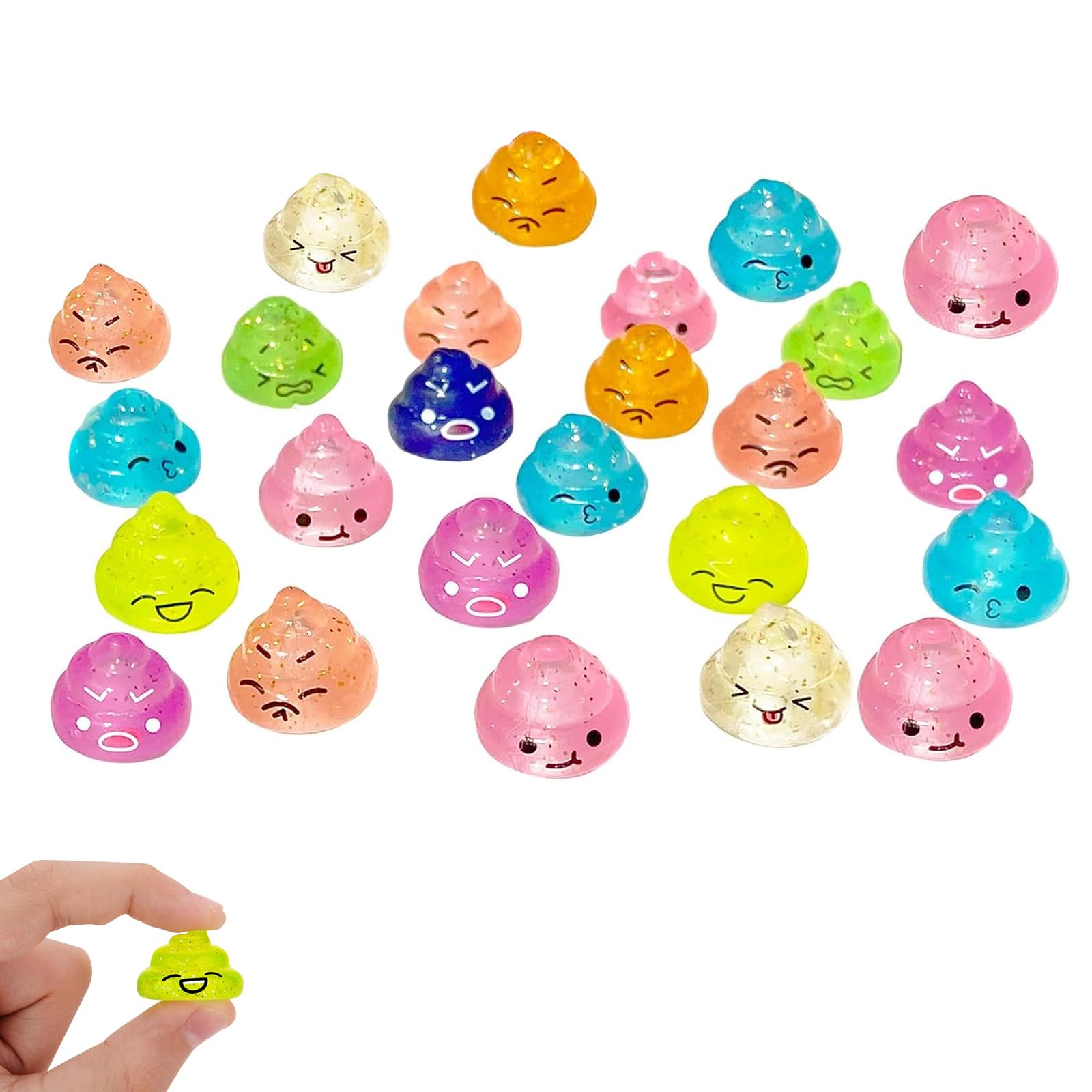 Teohhrn 50 Pack Mini Rainbow Rubber Poop Toys 1.7 x 1.5cm Funny Novelty Prank Fidget Slingshot Party Bag Fillers Piñata Decorations