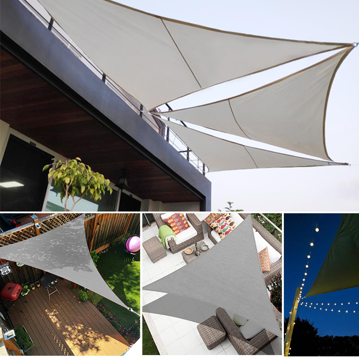 Sonnensegel Dreieckig 10m x10m x10m Wasserdicht, Sonnenschutz Segel 95% UV-Schutz,mit Spannseilen,für Außenbereich, Terrasse, Balkon, 
