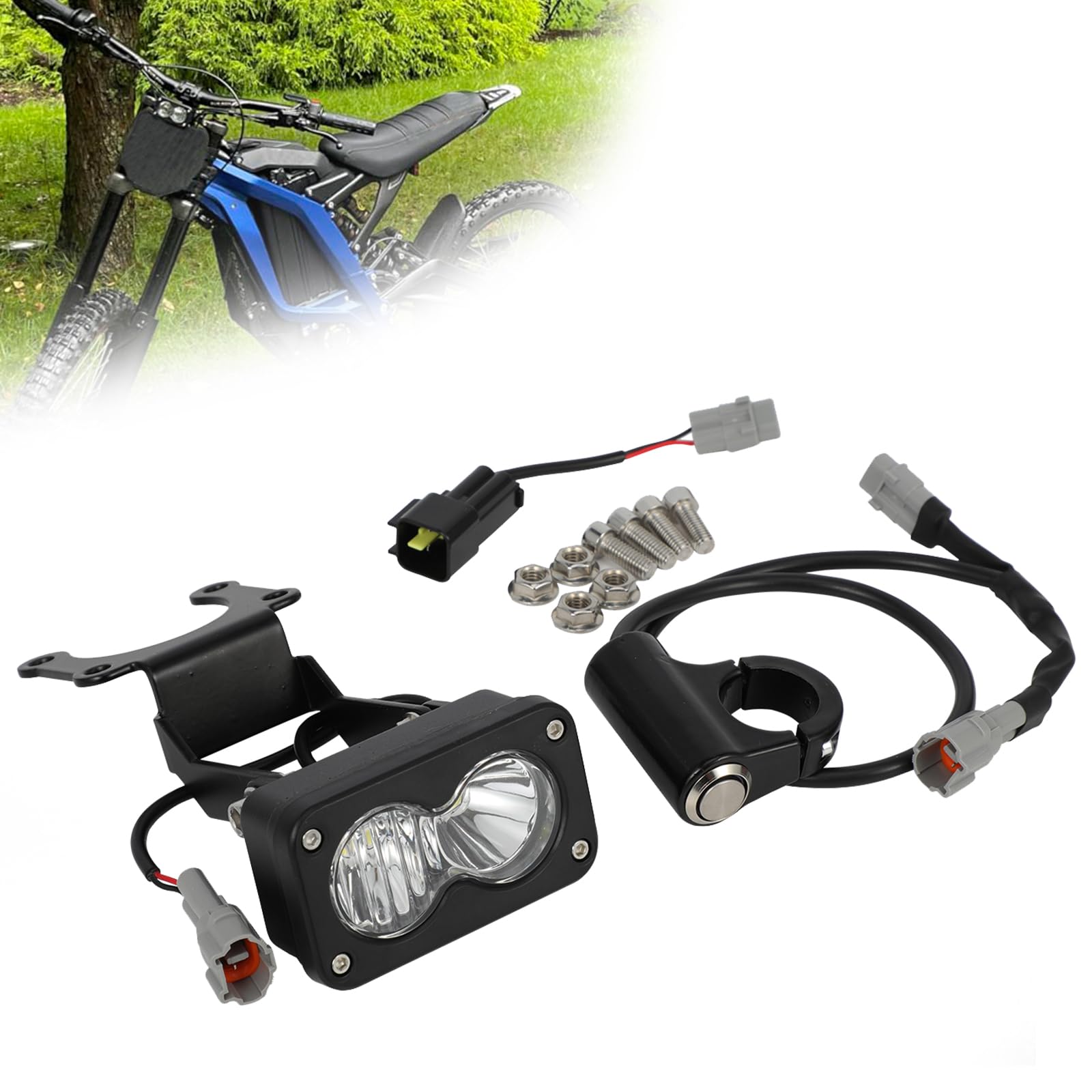 Phares de Moto Tout-Terrain pour Surron Light Bee X/S avec Interrupteur Surron, lumière Blanche